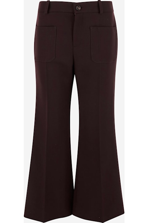 سراويل طويلة وقصيرة لـ السيدات Chloé Herringbone Wool Short Bootcut Pants