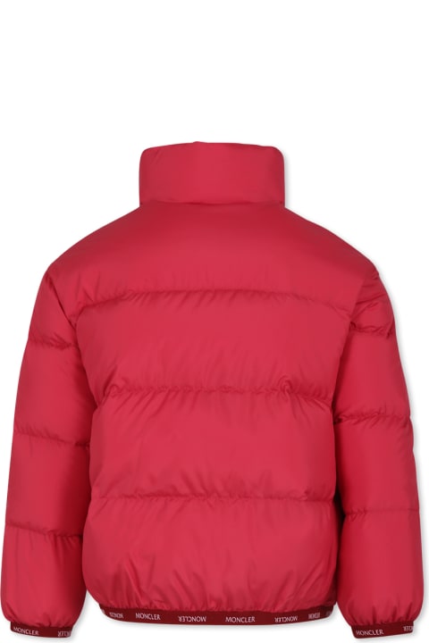 Moncler Clothing for Girls Moncler Fuchsia Abbadia Down Jacket For Girl With Logo