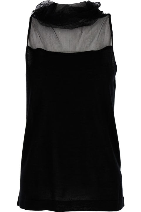 Fabiana Filippi for Women Fabiana Filippi High Neck Black Top In Silk & Cashmere Blend Woman