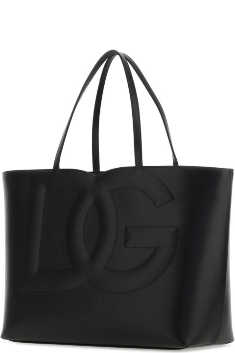 Bags Sale for Women Dolce & Gabbana Black Leather Medium Logo Shopping Bag