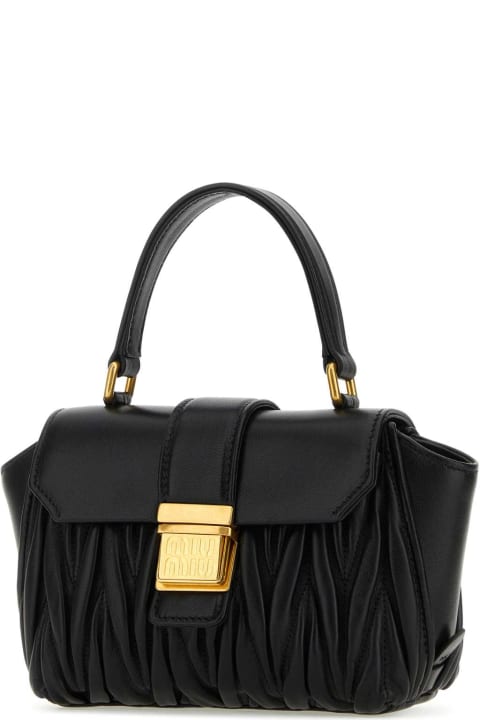 Totes for Women Miu Miu Black Nappa Leather Handbag