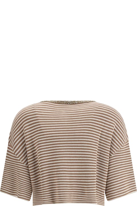Sweaters Sale for Women Brunello Cucinelli Cropped Striped Cardigan