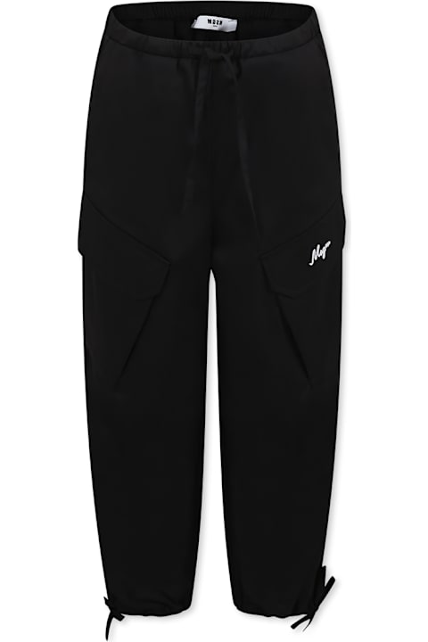 Homeware MSGM Black Trousers For Girl With Logo