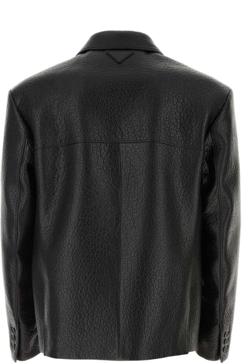 メンズ Pradaのコート＆ジャケット Prada Black Nappa Leather Blazer