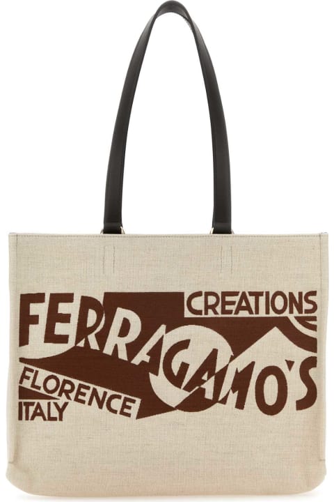 Ferragamo Totes for Women Ferragamo Sand Canvas Shopping Bag