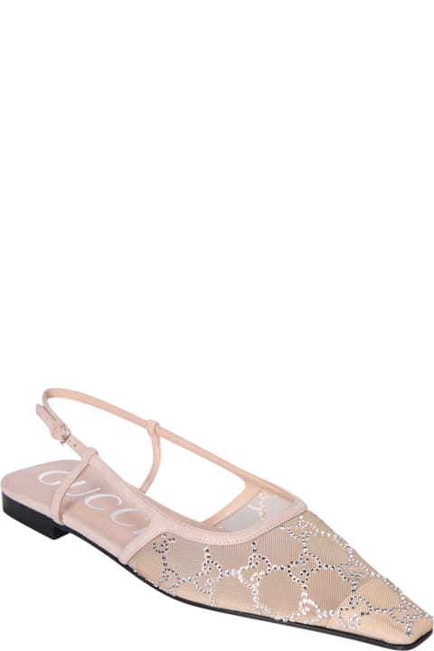 Gucci Flat Shoes for Women Gucci Crystal Powder Slingback Ballerina