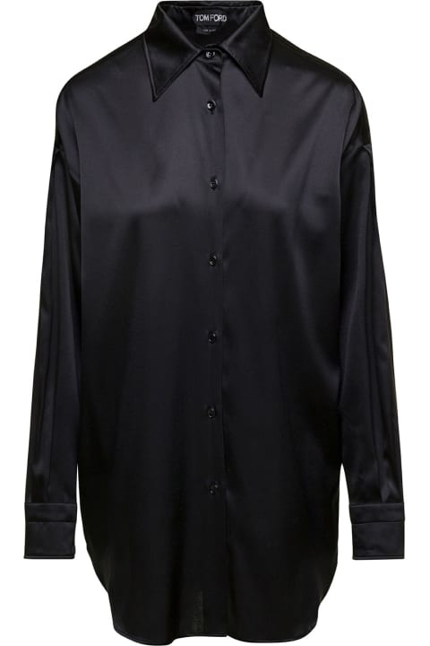 Tom Ford for Women Tom Ford Black Relaxed Shirt With Pointed Collar In Stretch Silk Woman