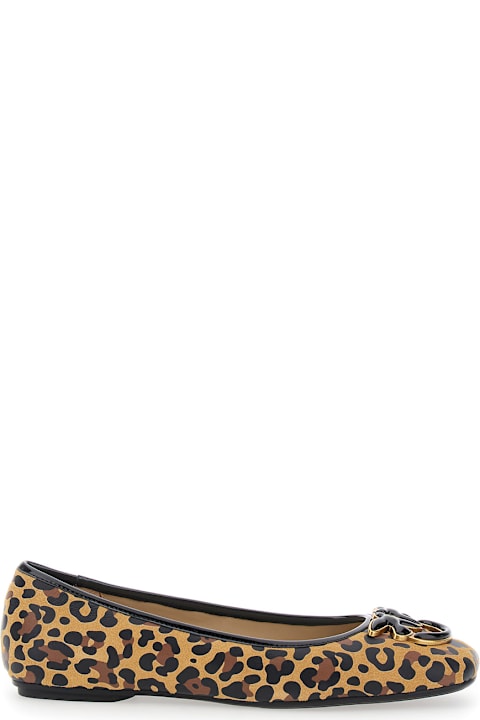 Homeware Pinko 'max' Multicolor Ballet Shoes With Logo Love Birds Diamond Cut On The Front And Leopard Motif In Suede Woman
