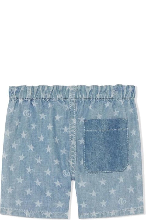 Sale for Baby Girls Gucci Blue Denim Shorts With Star Motif All-over In Cotton Boy