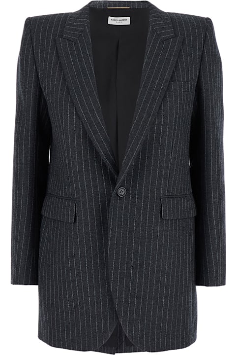 Saint Laurent Coats & Jackets for Women Saint Laurent Single-breasted Striped Jacket