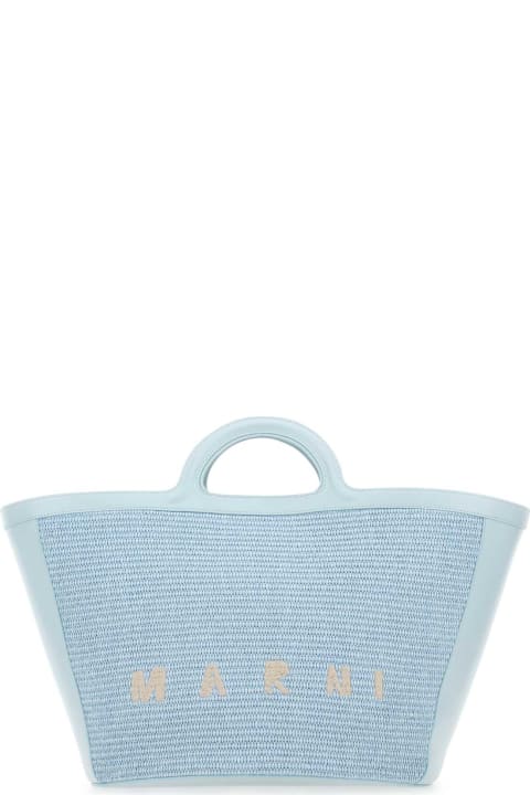 Marni Bags for Women Marni Pastel Light-blue Leather And Raffia Large Tropicalia Summer Handbag
