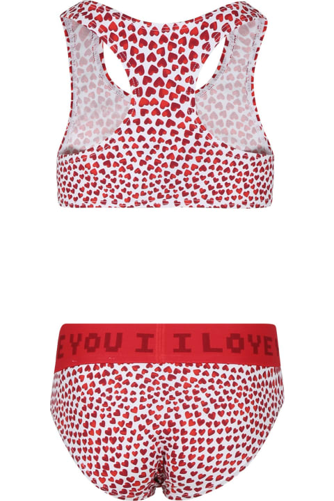 Stella McCartney Kids Swimwear for Girls Stella McCartney Kids Ivory Bikini For Girl With Hearts Print