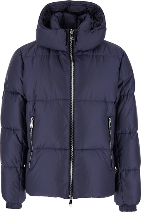 Homeware TATRAS 
grami
 Blue Down Jacket With Hood And Logo Patch In Tech Fabric Man