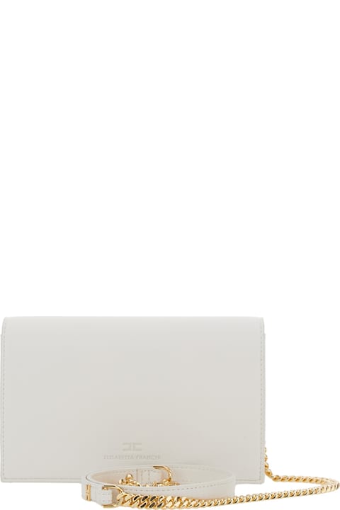 Elisabetta Franchi Bags for Women Elisabetta Franchi White Clutch Bag With Logo Lettering On The Front And Chain Shoulder Strap In Eco Leather Woman