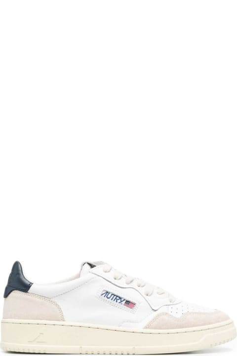 Homeware Autry 'medalist' White Low Top Sneakers With Suede Inserts And Contrasting Heel Tab In Leather Man