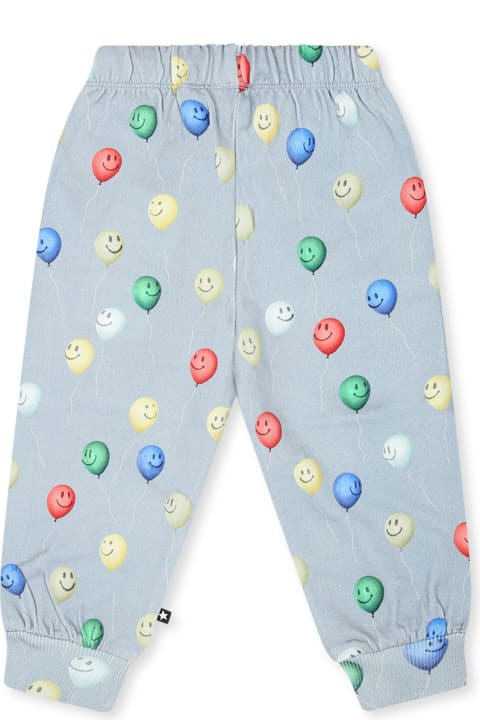 Fashion for Baby Girls Molo Light Blue Trousers For Baby Boy With Smiley Ballon