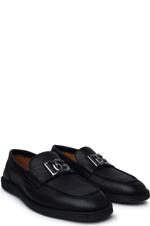 メンズ Dolce & Gabbanaのシューズ Dolce & Gabbana Black Leather Loafers