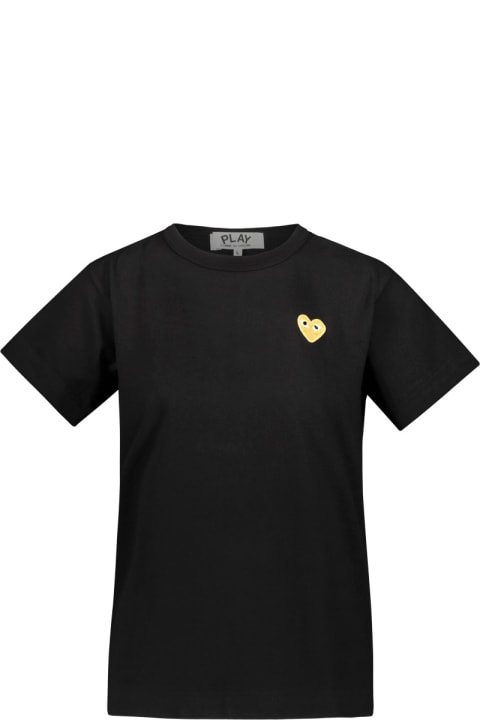 Fashion for Women Comme des Garçons Play T-shirt With Gold Heart Embroidery