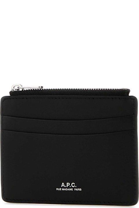 A.P.C. محافظ لـ القسم الرجالي A.P.C. Black Leather Paris Card Holder