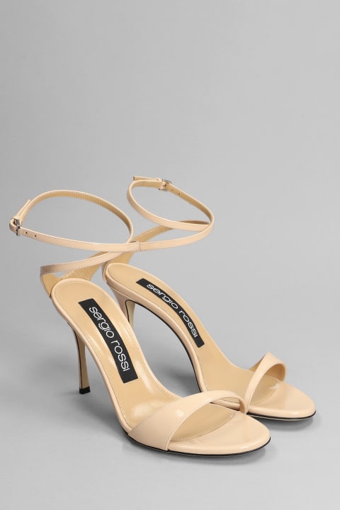 Sandals In Powder Patent Leather