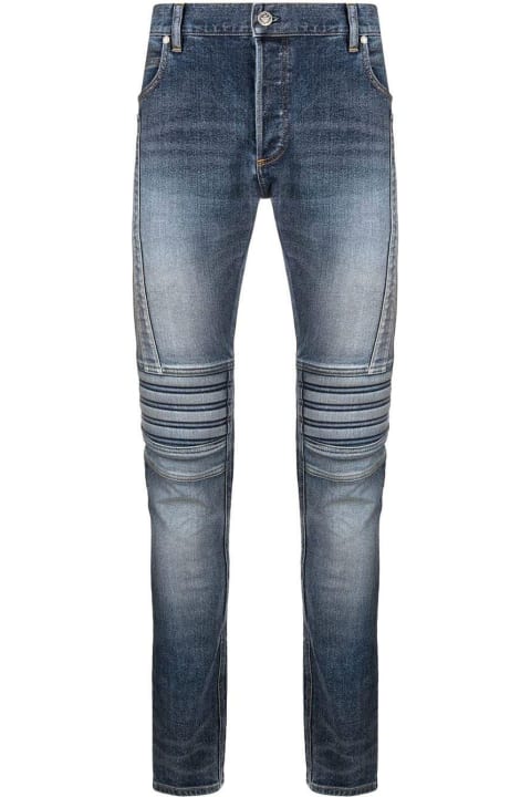 Jeans for Men Balmain Ribbed Slim-fit Denim Jeans