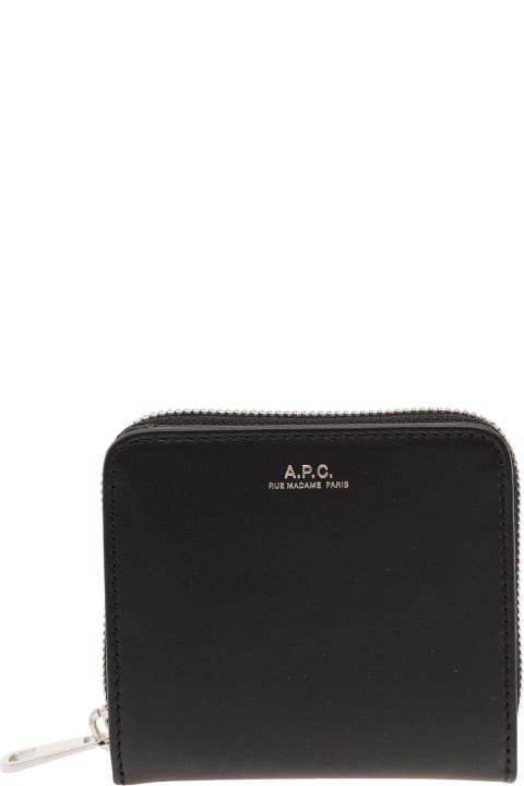 メンズ A.P.C.のアクセサリー A.P.C. 'emmanuel' Black Wallet With Embossed Logo In Smooth Leather Man