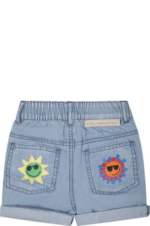 Stella McCartney Kids Kids Stella McCartney Kids Denim Shorts For Baby Boy With Multicolor Sun