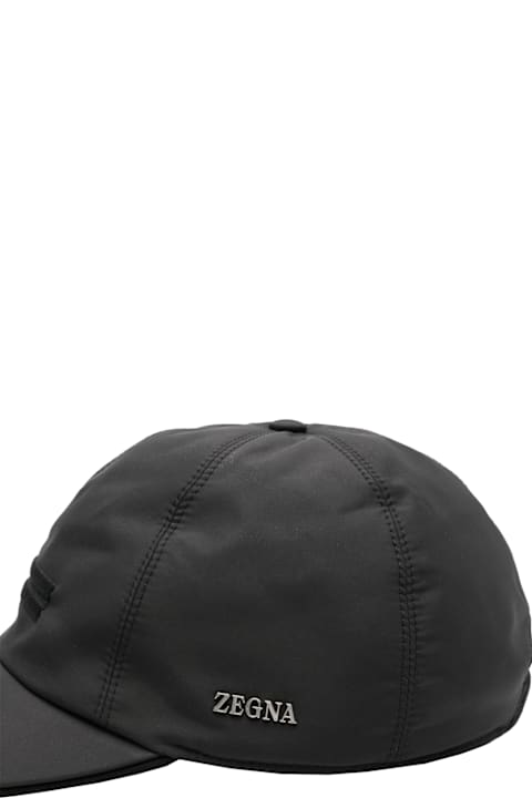 Zegna Hats for Men Zegna Black Technical Fabric Baseball Cap