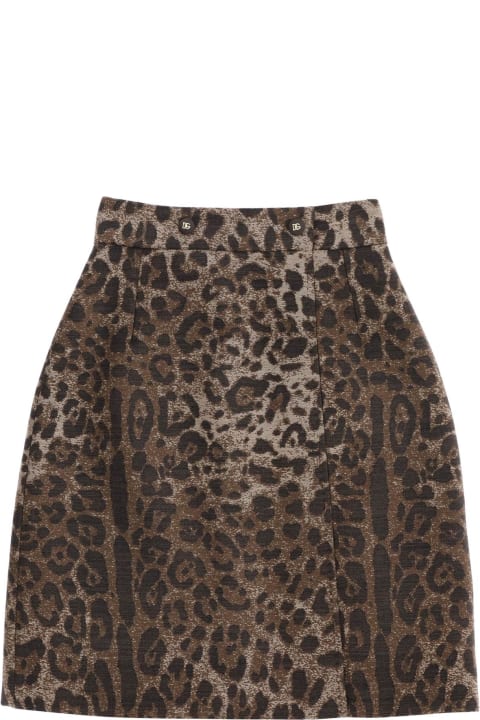 Dolce & Gabbana Skirts for Women Dolce & Gabbana Wool Jacquard Skirt With Leopard Motif