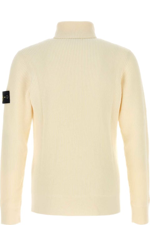 Stone Island لـ Men Stone Island Ivory Wool Sweater