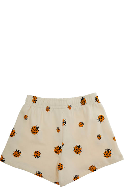 Mini Rodini Bottoms for Women Mini Rodini White Shorts With Elastic Waist And All-over Ladybug Embroidery In Cotton Girl