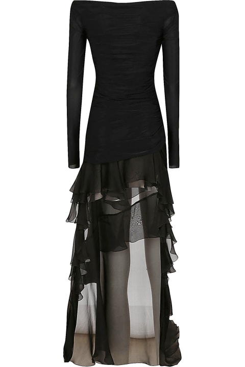Blumarine Dresses for Women Blumarine Asymmetric Lace Ruched Paneled Dress