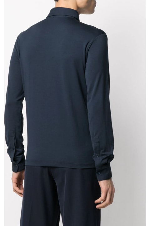 Cruciani for Women Cruciani Navy Blue Cotton Blend Polo Shirt
