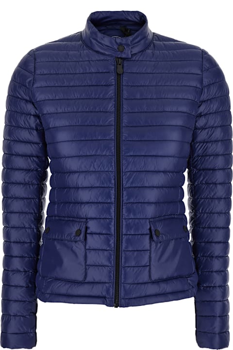 Save the Duck Clothing for Women Save the Duck 'twinkle' Blue Down Jacket With High Neck And Logo Patch On The Sleeve In Tech Fabric Woman