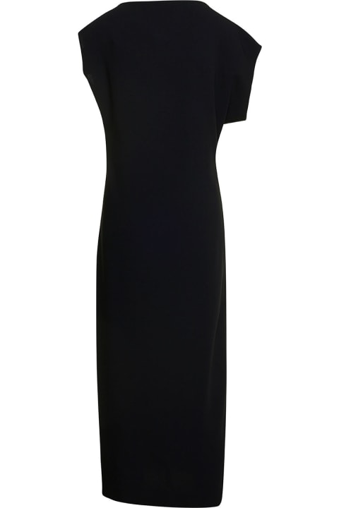 ウィメンズ The Rowのワンピース＆ドレス The Row 'blathine' Long Asymetric Black Dress With Concealed Zip Closure In Triacetate Blend Woman