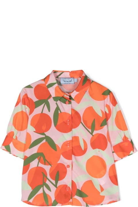 ガールズ MiMiSolのシャツ MiMiSol Camicia Con Stampa Orange