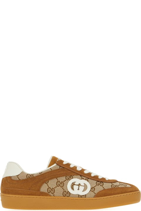 Gucci Shoes for Women Gucci Suede And Gg Fabric Sneakers