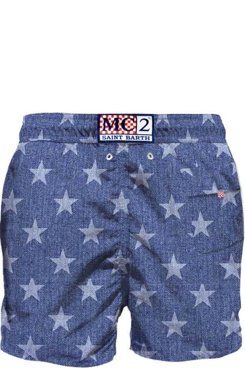 Homeware MC2 Saint Barth Blue Stars Mid-length Swim Shorts