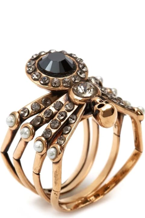 Jewelry Sale for Women Alexander McQueen Spider Ring In Antique Gold