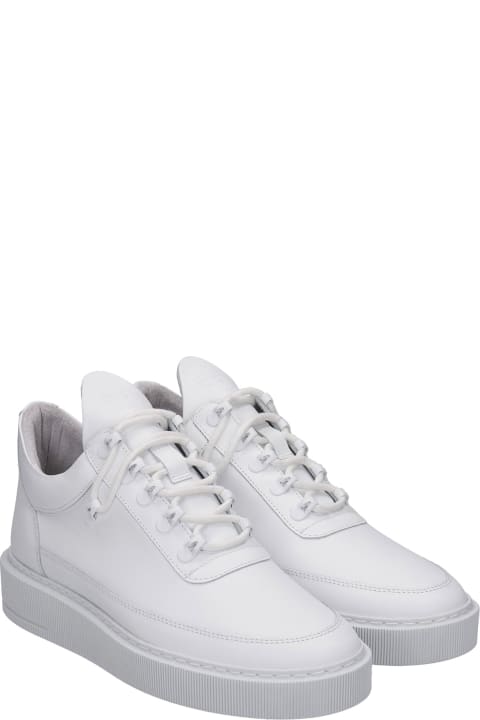 Low Top Dress Sneakers In White Leather
