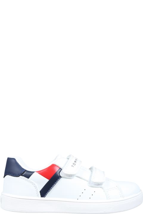 Shoes for Boys Tommy Hilfiger White Sneakers For Kids With Flag And Logo