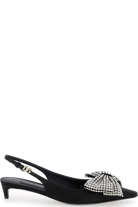 Dolce & Gabbana Sale for Women Dolce & Gabbana Embellished Satin Slingbacks