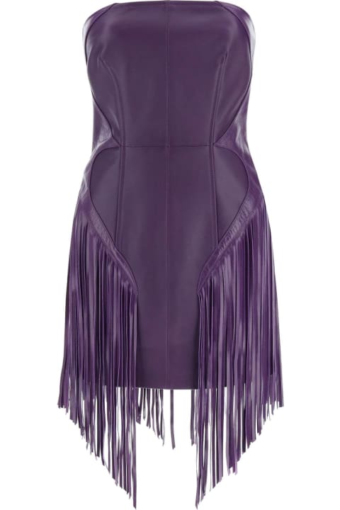 Versace Clothing for Women Versace Fringed Leather Minidress