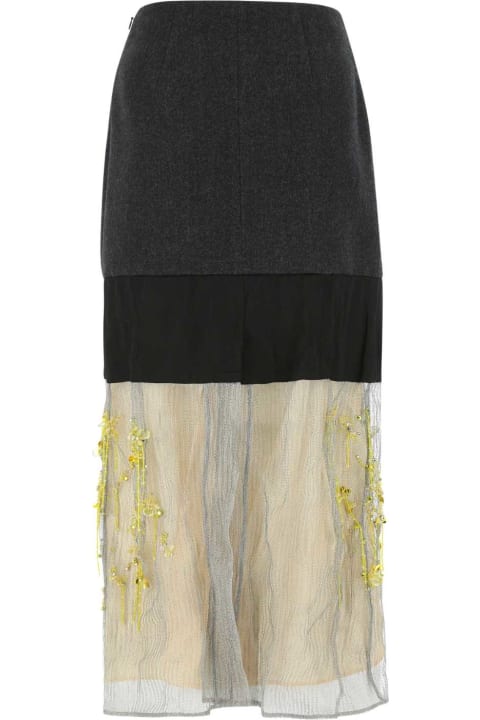 ウィメンズ スカート Prada Multicolor Wool And Mesh Skirt