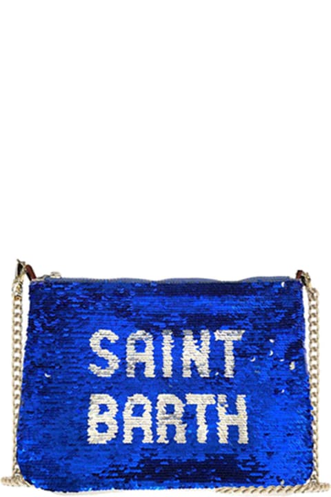 Luggage for Men MC2 Saint Barth Pouch Bag Parisienne Bluette Sequined Pochette With Shoulder Strap