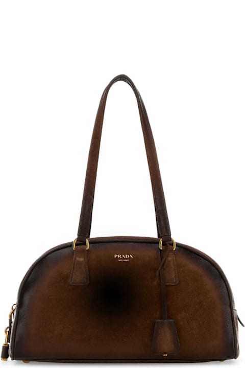 Homeware Prada Brown Suede Medium Prada Bowling Shoulder Bag