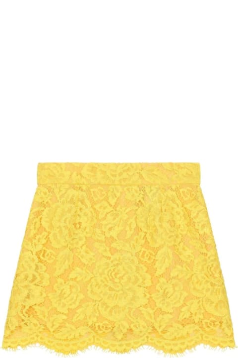 メンズ新着アイテム Dolce & Gabbana Short Yellow Lace Skirt