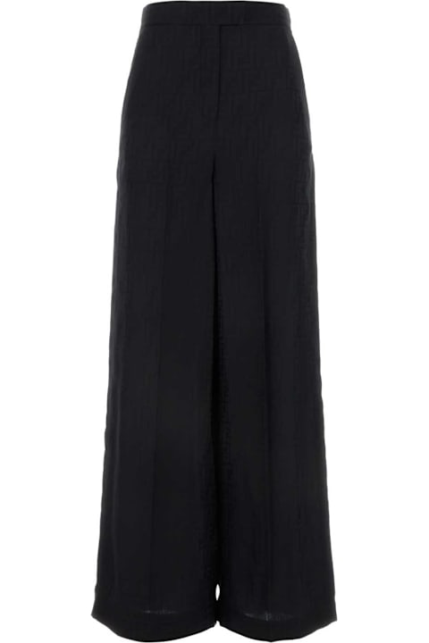 Fendi for Women Fendi Embroidered Twill Wide-leg Pant