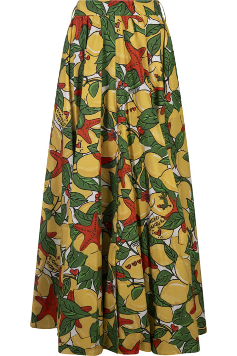 ウィメンズ Alessandro Enriquezのスカート Alessandro Enriquez Long Flared Skirt With Lemons Print