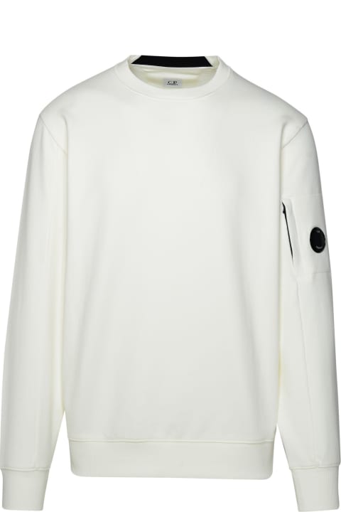 C.P. Company Sweaters for Women C.P. Company 'diagonal Raised Fleece' Ivory Cotton Sweatshirt